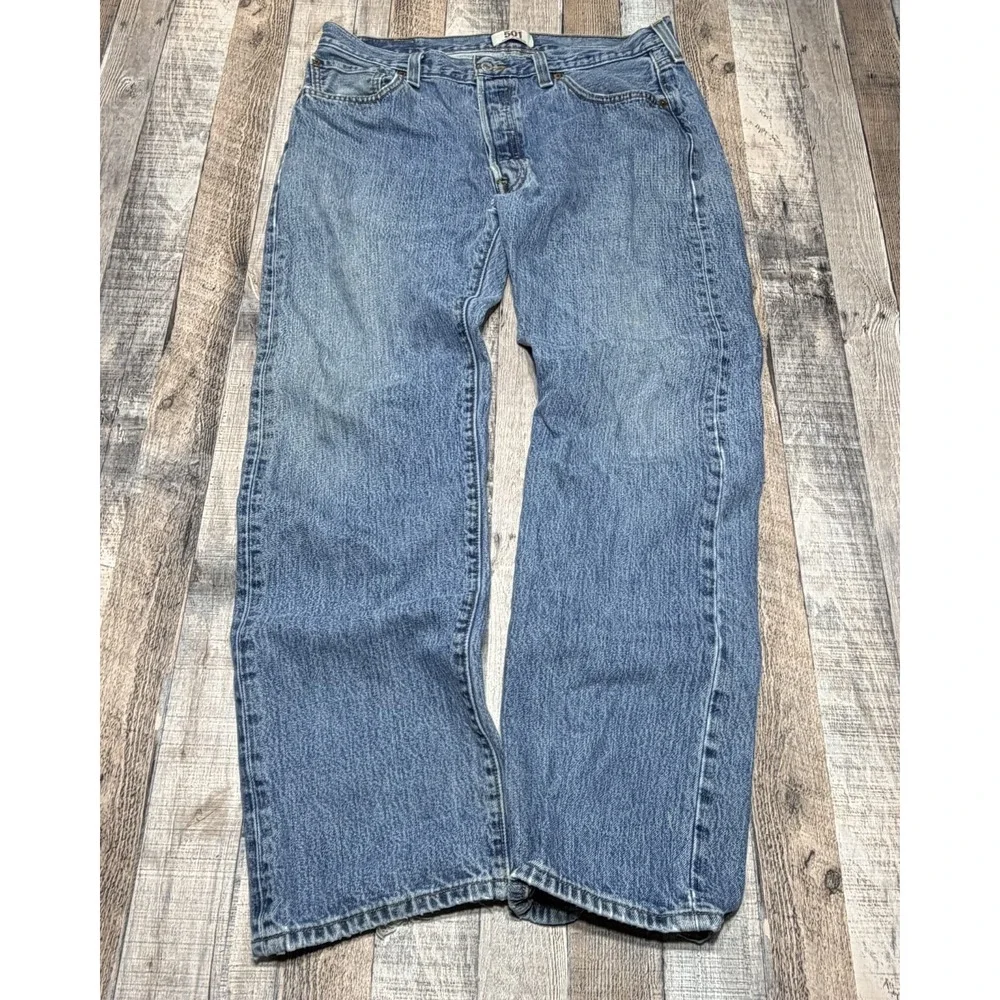 Vintage Levis 501 Jeans Mens *36x32 Blue Wash Button‎ Fly XX Distressed 90s Y2K